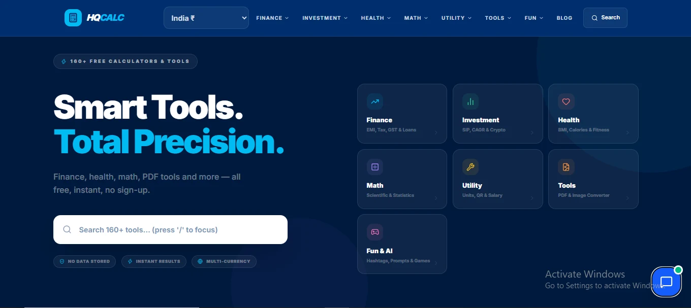 HQCalc calculator and utility platform